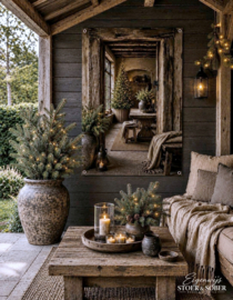 Tuinposter Kerst Landelijke Sfeer
