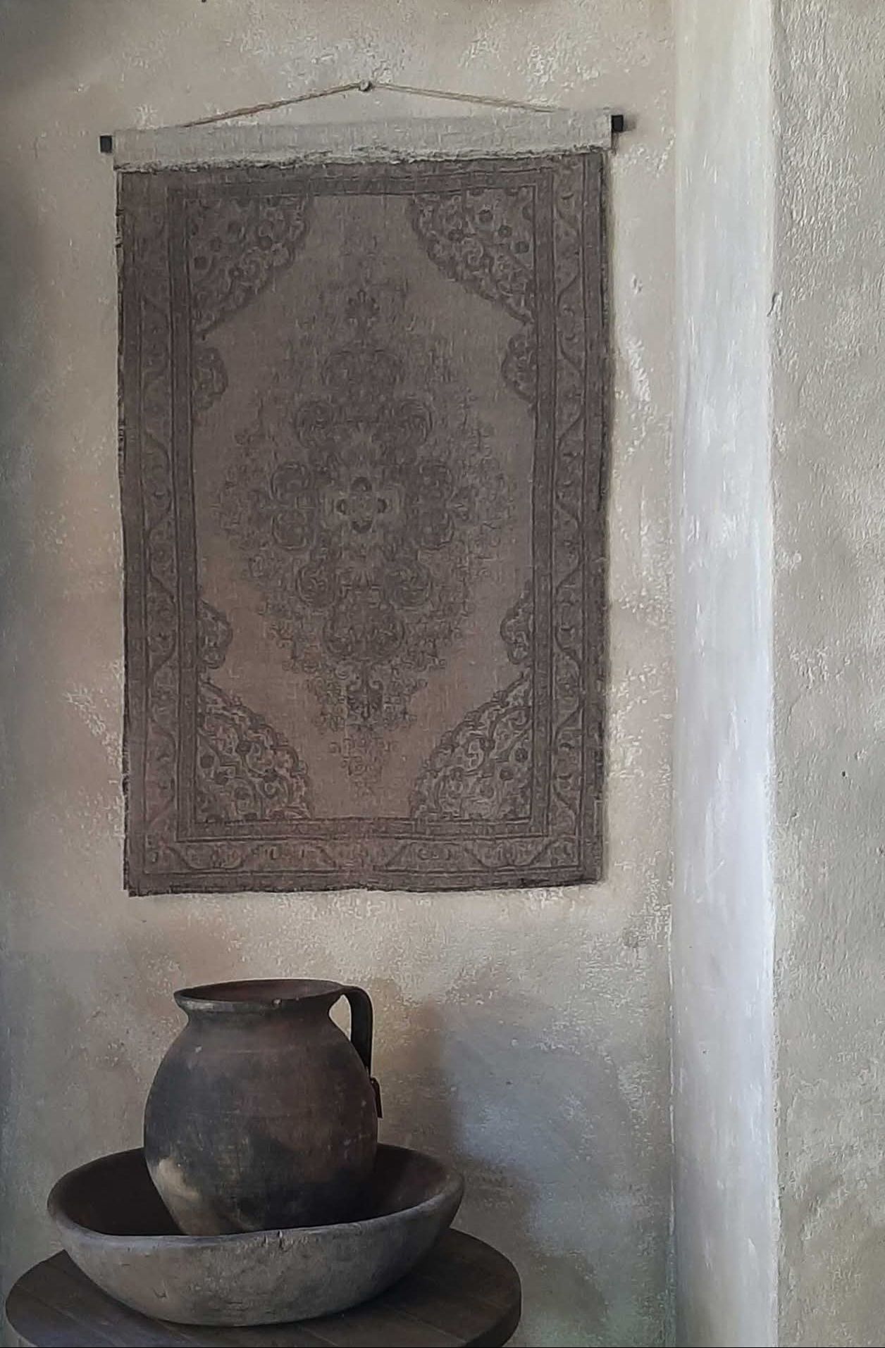 Shabby Linnen Wandhanger Kelim Bruin