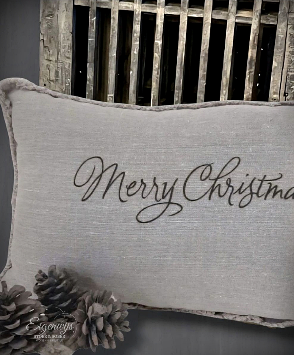 Fijn Linnen Sierkussen | Merry Christmas 30x50 cm