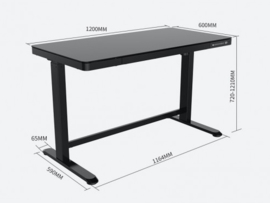 Elektrisch verstelbaar zit-sta (thuis)werkplek 120x60 cm. (glazen blad)