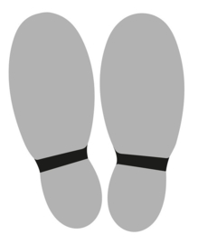 Vloersticker voeten 2 x licht grijs / zwart