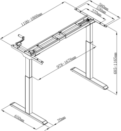 Slinger verstelbaar zit-sta frame/bureau zwart