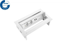 Power Desk In - 2x 230V + 2x USB Charger + 1x Keystone - Wit
