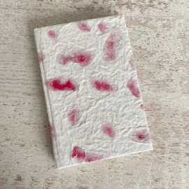 Notebook handgeschept papier 'Leaf' pink