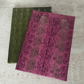 Notebook vintage sari roze/zilver