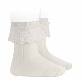 Cóndor Socks Rib Embroidery 2486/4 Nata/Off White (202)
