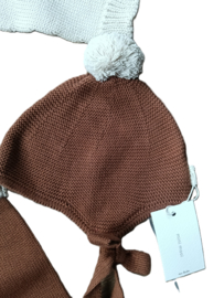 Mac Ilusion Mini Mooi babypakje 3-dlg | W716| cooper (roestbruin) broek + natural truitje + mutsje met pompom|organic katoen