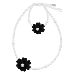 Rian Jewels Off White Parel-sieraden Velvet Bloem AK227 Zwart (900)