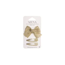 Siena Haarclip Voordeelset Lurex/Glitter Strik 7466 Goud