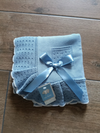 Mac Iusion Gebreide Baby Deken | Wiegdeken | 7287 | Azafata / helder blauw| 100 x 100 cm