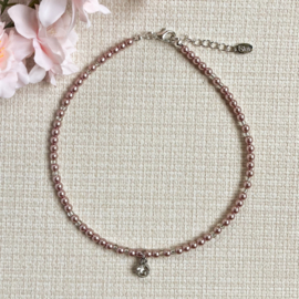 Rian Glasparel Sieraden Strass Bedel Pale Pink (526)