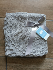 Mac Iusion Gebreide Baby Deken | Wiegdeken | 7286 | Bliss Perla / grijs met glansdraad | 95 x 95 cm