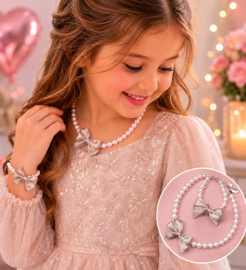 Rian Parelsieraden Off White Vlinderstrik satijn AK230 Stone/Bruin 334