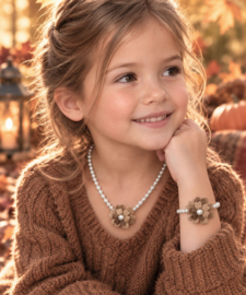 Rian Jewels Off White Parel-sieraden Velvet Bloem AK227 Toffee Bruin (807)