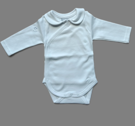 1187 Babidu romper overslag met rond kraagje, wit