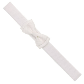 Siena Haarband Grosgrain Dubbel Strikje (4.5x2.5cm) 7650 Wit (200)