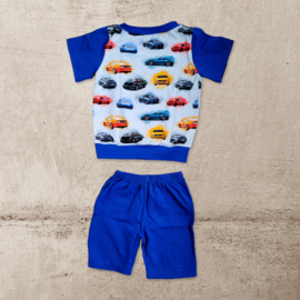 Jongens Pyjama Korte Mouw Auto Blauw/Grijs