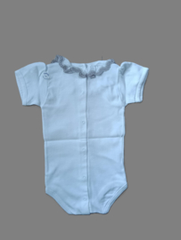 Babidu witte romper 1198 korte mouw met ruche kraag zand