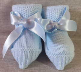 PA49 babyslofjes met satijnen strik baby blauw
