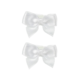 Siena Mini haarstrikjes Satijn met klittenband 7090 Wit (200) | 2 stuks