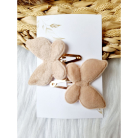 Haarclip Velvet Vlinder 4cm Klik-klak Créme/Beige