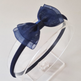 Haarband Organza Dubbele Strik Navy (480)