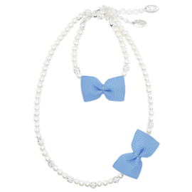 Rian Off White Parel-Sieraden Grosgrain Strik AK202 Blush/Blauw (446)