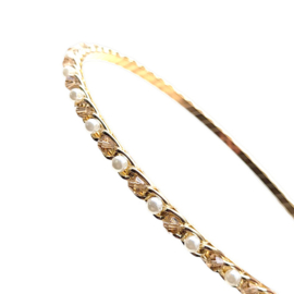 Siena Diadeem/Haarband Goudkleurig Met Parel/Facet Linen/Beige/Zandkleur (304)