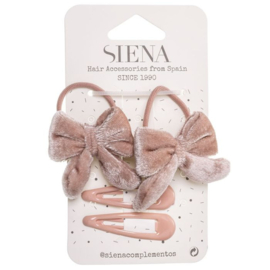 Siena Haarstiekjes Voordeelset Velvet Strik 7431 Oud Roze