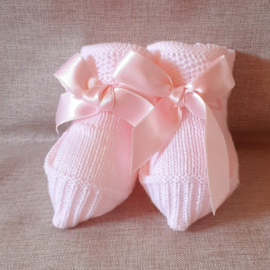 PA49 babyslofjes met satijnen strik baby roze