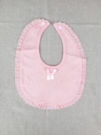 Tricot slab rond met embroidery ruche, roze