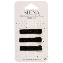 Siena Voordeelset Haarclips 4.5cm Glitter/Lurex 7338 Zwart (900)