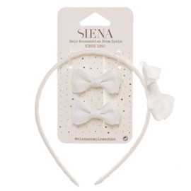 Siena Haarclip/Haarband set Grosgrain 7439 Wit (200)