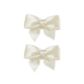 Siena Mini haarstrikjes Satijn met klittenband 7090 Cava/Créme (303) | 2 stuks
