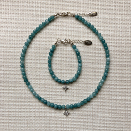 Rian Natuursteen Sieraden met Bedel Bloem Oud Groen AK233 (756)