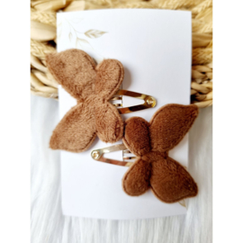 Haarclip Velvet Vlinder 4cm Klik-klak Camel/Bruin