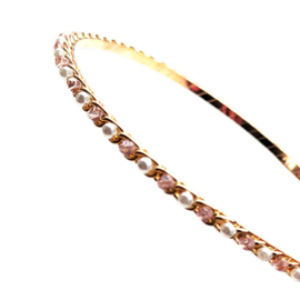 Siena Diadeem/Haarband Goudkleurig Met Parel/Facet Roze (500)