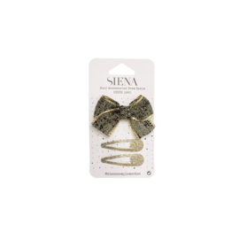 Siena Haarclip Voordeelset Lurex/Glitter Strik 7466 Zwart/Goud