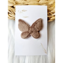 Haarclip Velvet Vlinder 4cm anti-slip Taupe/Bruin