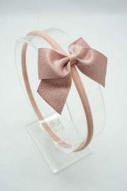 Haarband Metallic/Glitter Met Strik Oud Roze