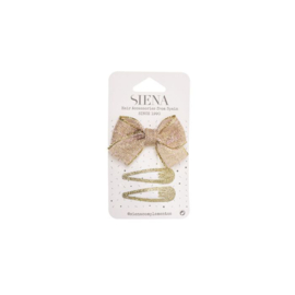 Siena Haarclip Voordeelset Lurex/Glitter Strik 7466 Old Rose/Roze (544)