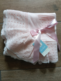 Mac Iusion Gebreide Baby Deken | Wiegdeken | 7287 | Rosa / babyroze| 100 x 100 cm