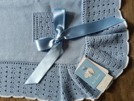 Mac Iusion Gebreide Baby Deken | Wiegdeken | 7287 | Azafata / helder blauw| 100 x 100 cm