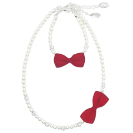 Rian Off White Parel-Sieraden Satijnen Strik AK201 Rood (500)