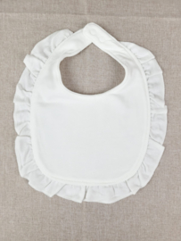 Tricot slabbetje met tricot ruche, wit