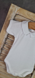 1184 Babidu romper korte mouw polokraag wit