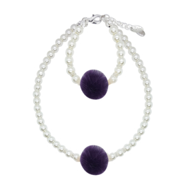 Rian Off White Parel-Sieraden Pompom AK220 Paars (197)