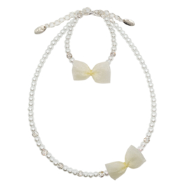 Rian Off White Parel-Sieraden Organza Strik AK216 Lichtgeel (610)