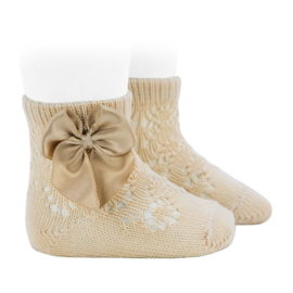 Cóndor Socks Openwork Satijnen Strik 2506/4 Linen/Beige (304)