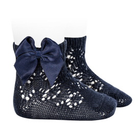 Cóndor Socks Openwork Satijnen Strik 2506/4 Navy (480)